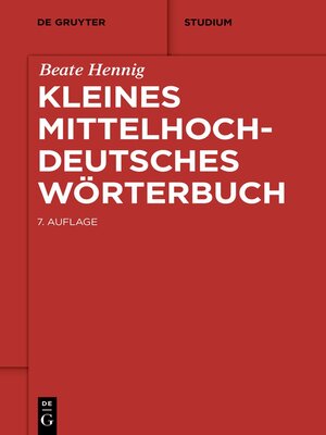 cover image of Kleines mittelhochdeutsches Wörterbuch
